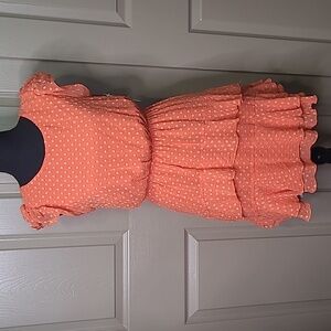 NWT Speechless orange swiss dot ruffle sleeve dress size extra small
